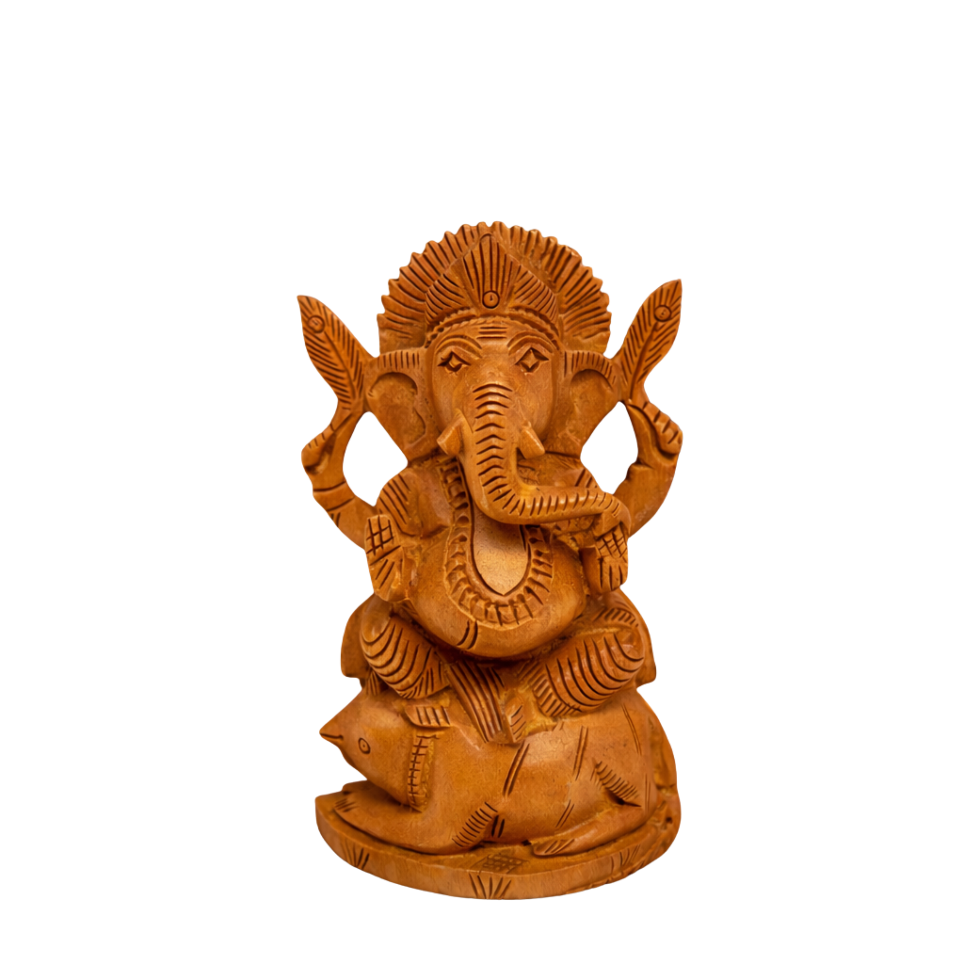 🕉️ Hand-Carved Wooden Lord Ganesha Idol – Traditional Indian Décor (Size: 4x6 Inches)