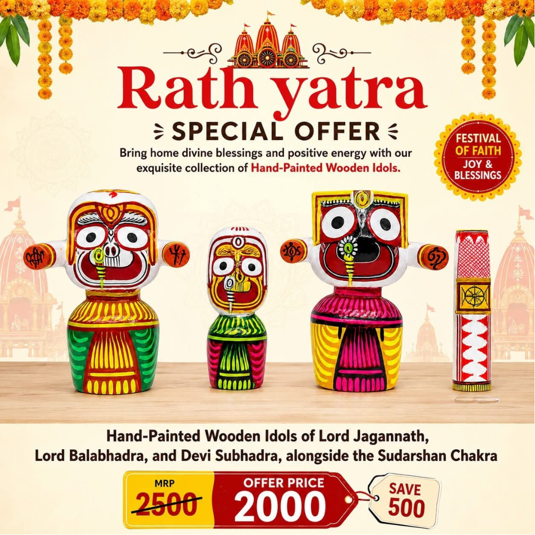Handcrafted Jagannath, Balabhadra & Subhadra Wooden Idols