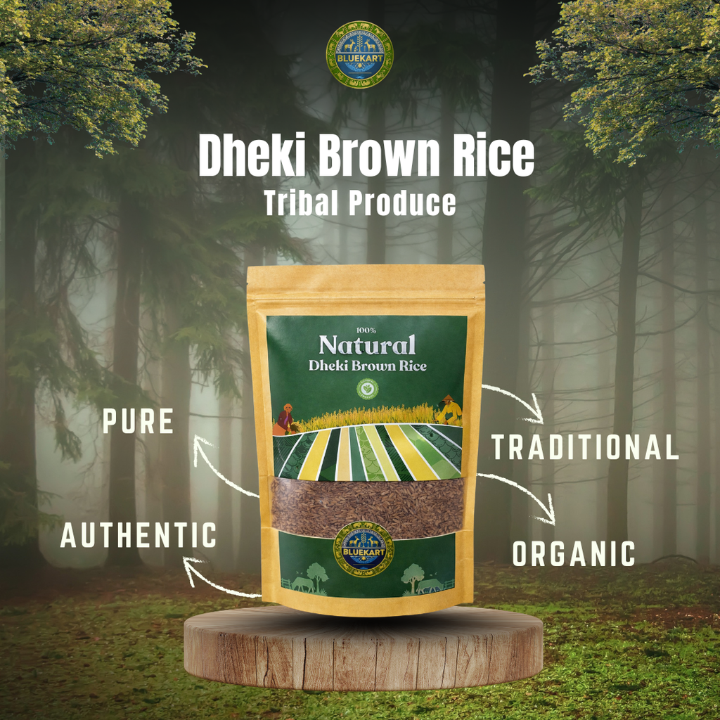 BlueKart Dheki Brown Rice (1 Kg) | Traditional Bali-Bhojana Rice | Naturally Grown in Jharkhand