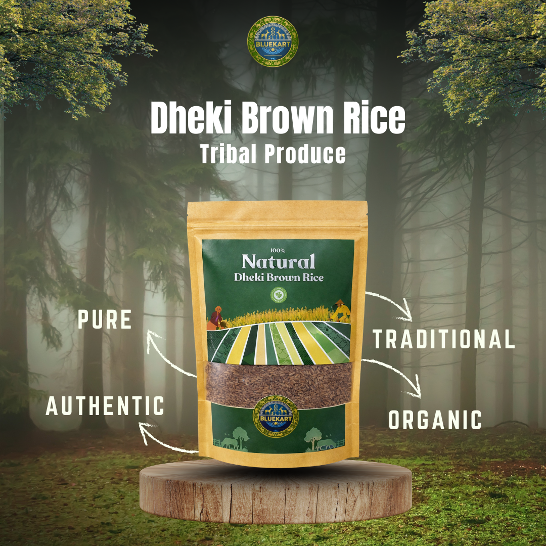 BlueKart Dheki Brown Rice (1 Kg) | Traditional Bali-Bhojana Rice | Naturally Grown in Jharkhand