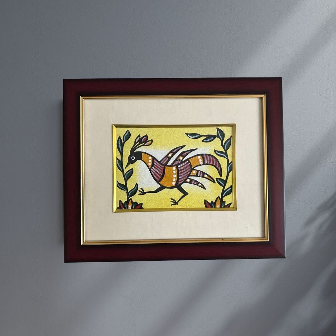 Handmade Sohrai Painting: The Peacock (8x10 Inches)