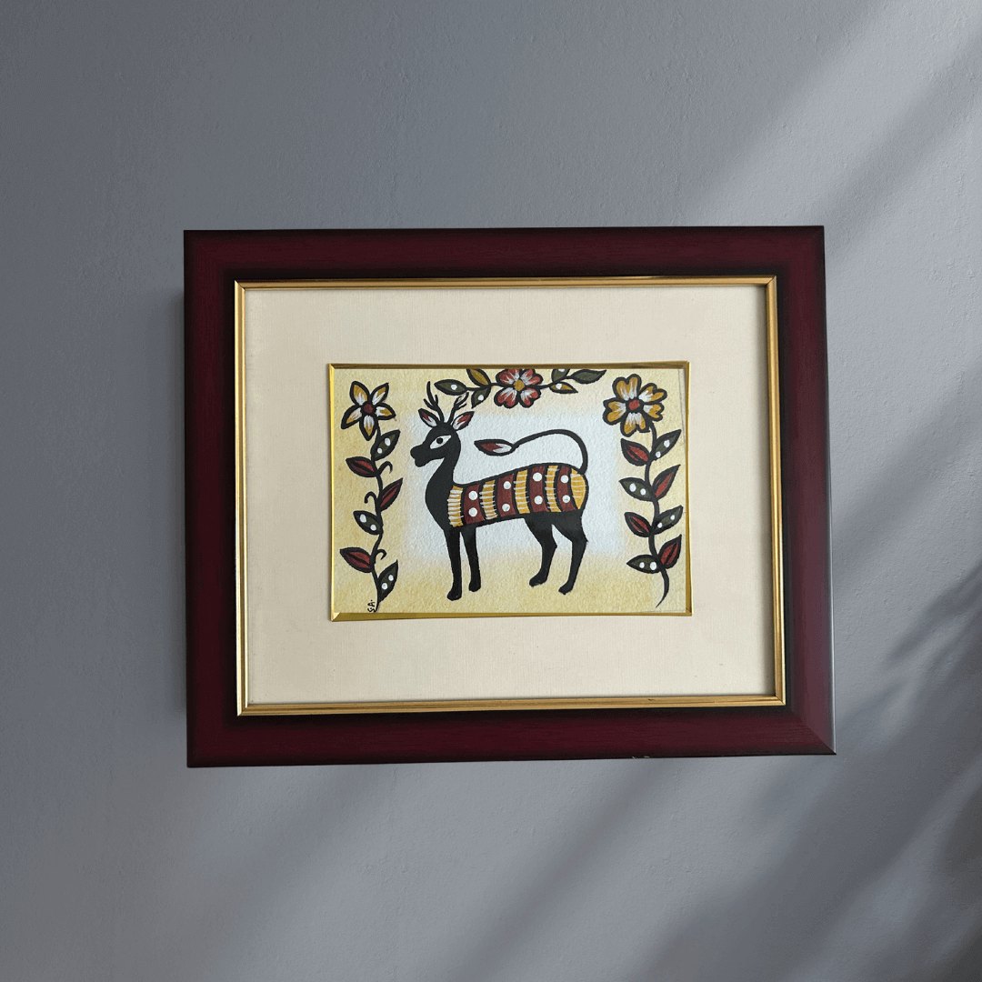 Handmade Sohrai Painting: The Deer (8x10 Inches)