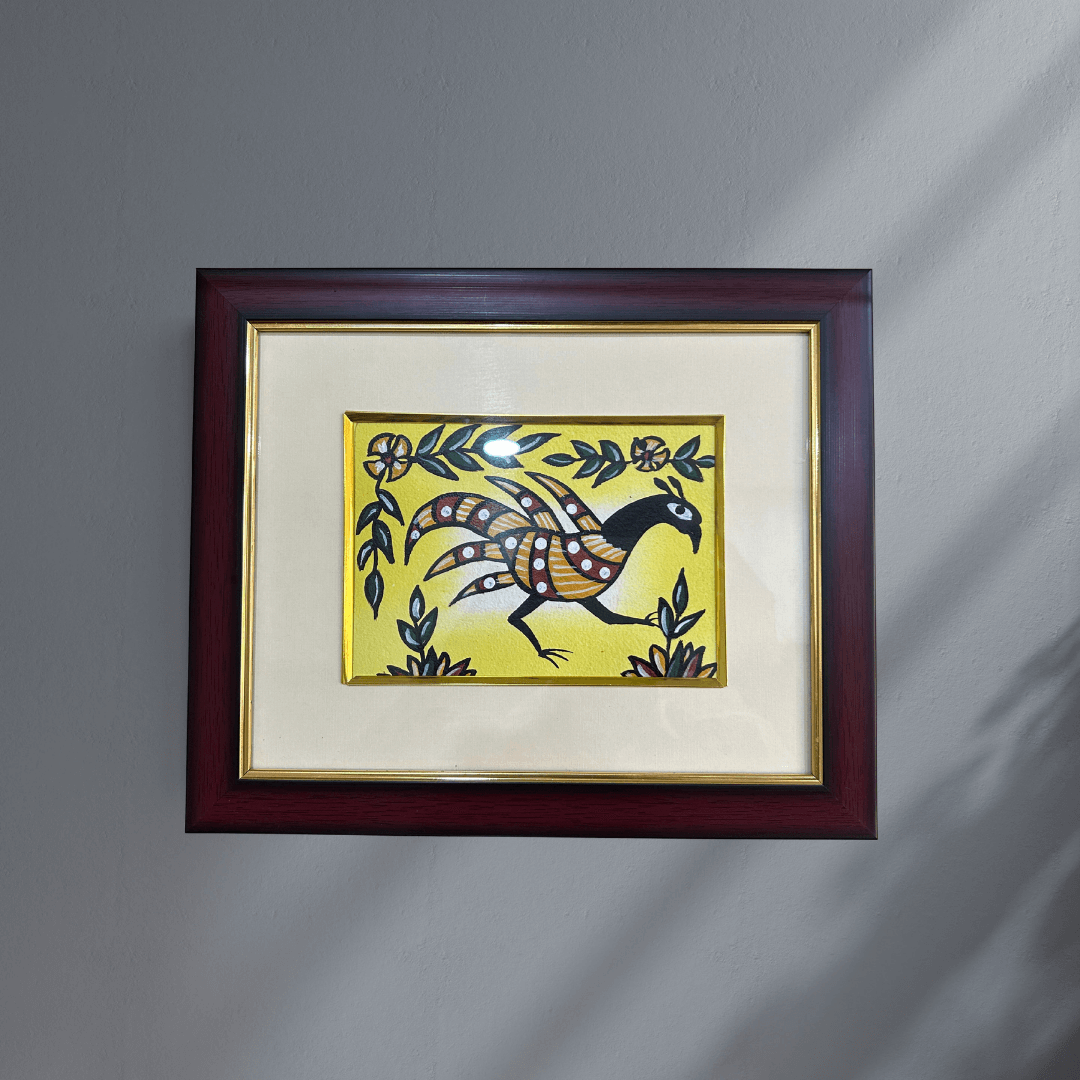 Handmade Sohrai Painting: The Peacock (8x10 Inches)