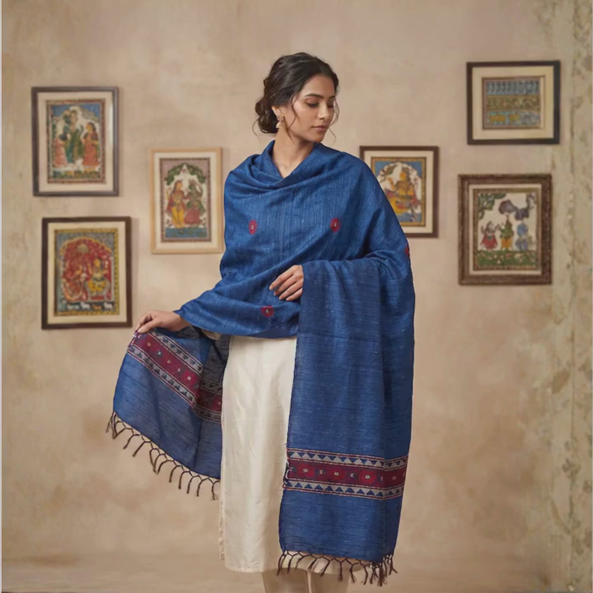 Blueart Tussar Silk Shawl 2