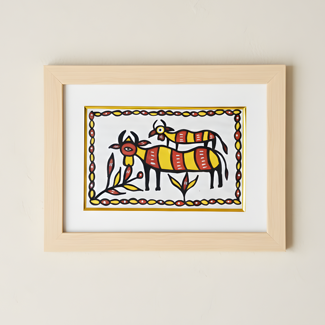 Animals in the Jungle | Authentic Handmade Sohrai Painting (14 × 11 Inches)