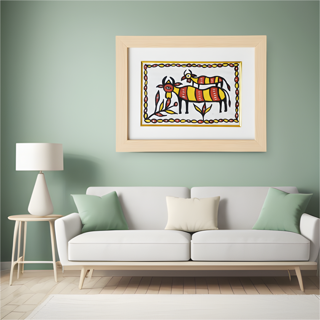 Animals in the Jungle | Authentic Handmade Sohrai Painting (14 × 11 Inches)