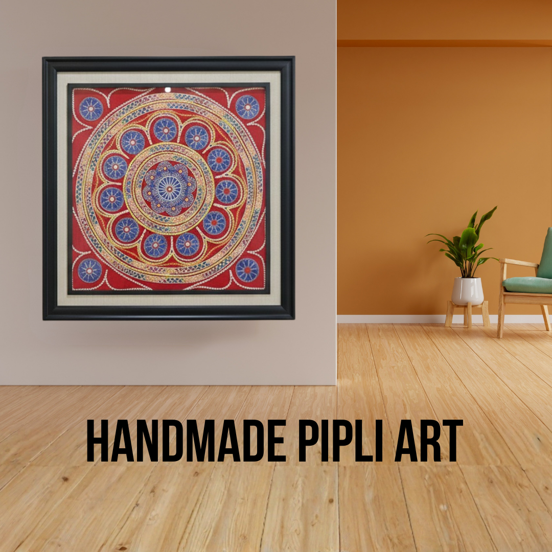 Pipli/Chandua Art: Round Shape Traditional Art | Size: 38 x 38 Inch